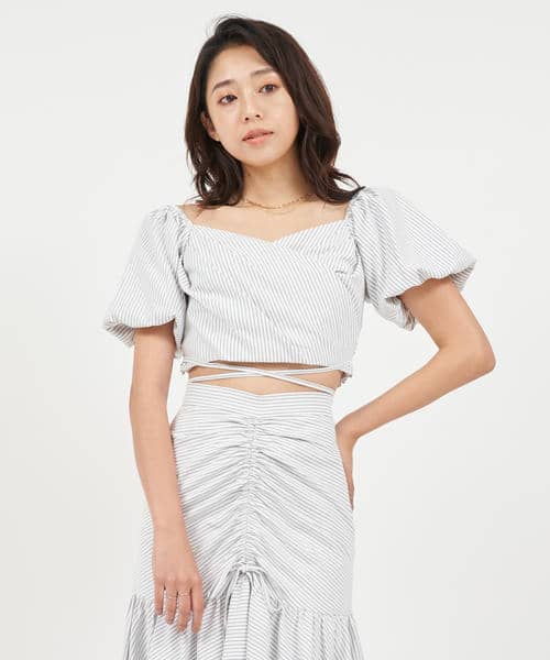 ウエストクロスタックカシュクールトップス 詳細画像