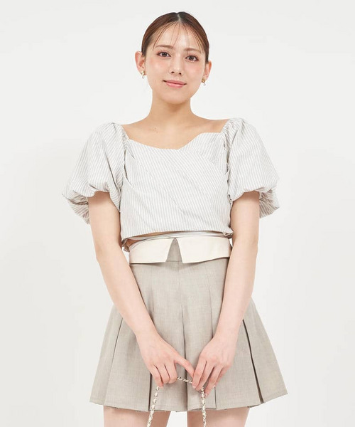 ウエストクロスタックカシュクールトップス 詳細画像