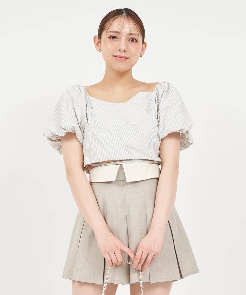 ウエストクロスタックカシュクールトップス 詳細画像 ベージュ 1