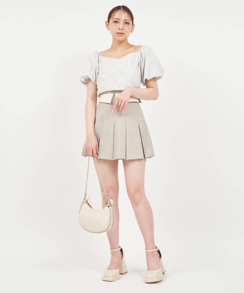 ウエストクロスタックカシュクールトップス 詳細画像 ベージュ 2