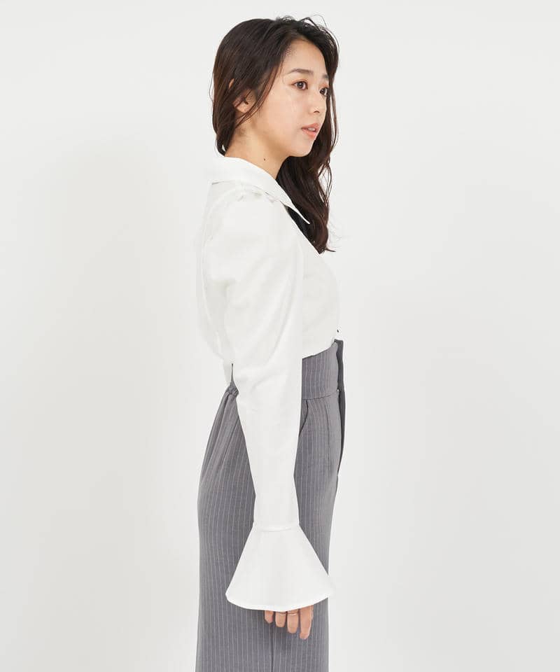 リボンタイ付タイトシャツ 詳細画像 オフホワイト 2