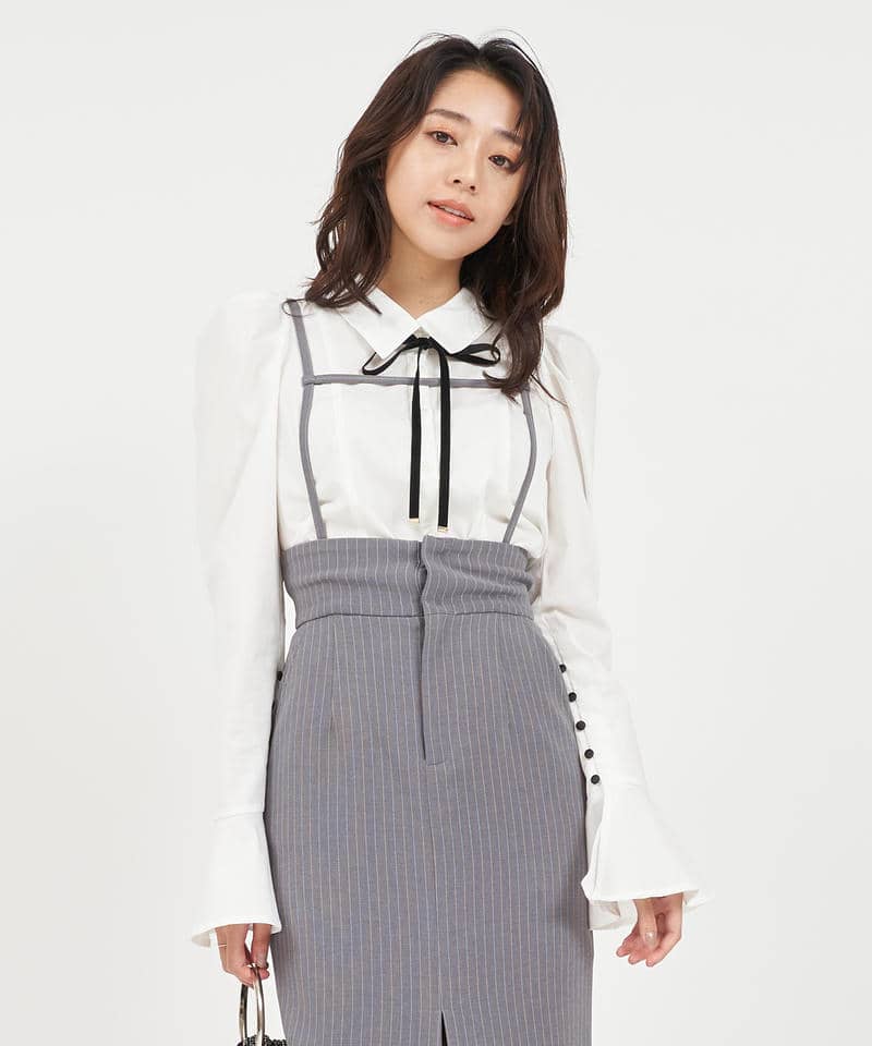 リボンタイ付タイトシャツ 詳細画像 オフホワイト 4