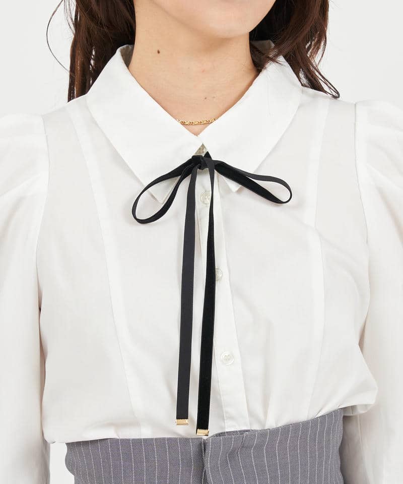 リボンタイ付タイトシャツ 詳細画像 オフホワイト 5