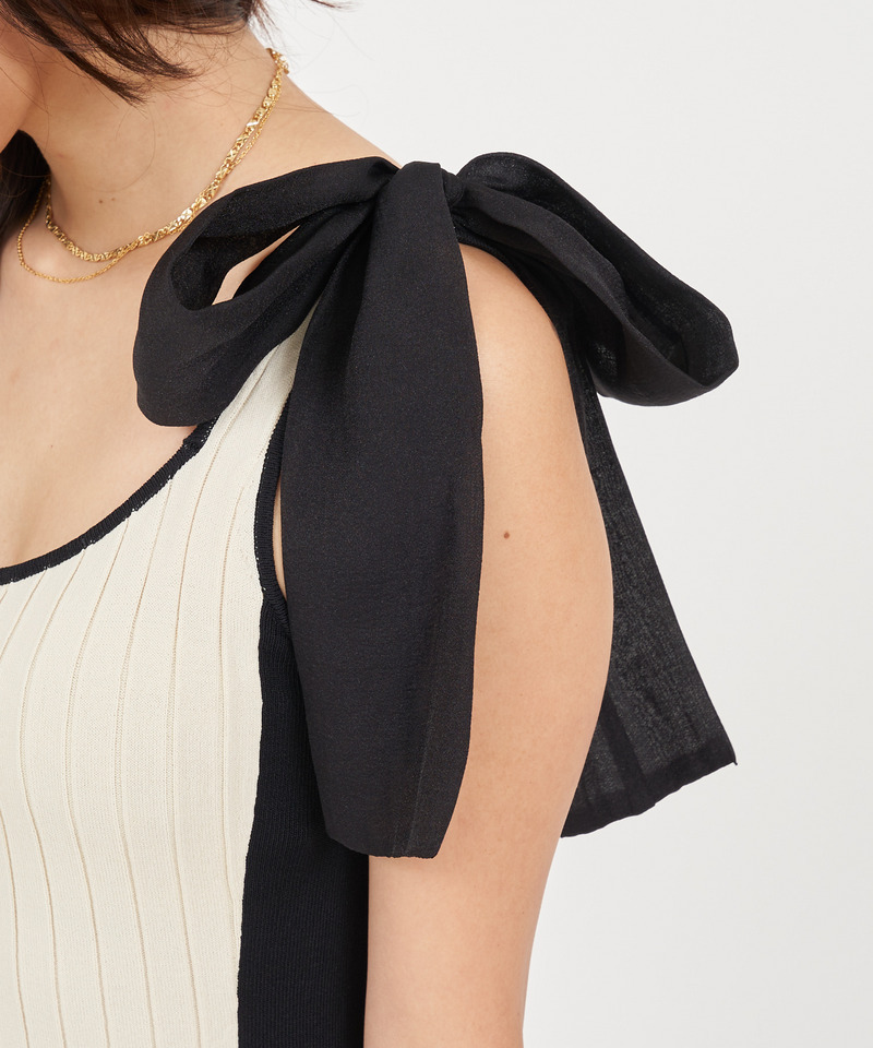 ショルダーリボンダイヤネックタイトワンピース 詳細画像 ピンク 5