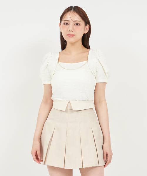 チェーン付パフスリーブカットソー 詳細画像