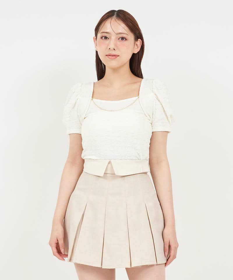 チェーン付パフスリーブカットソー 詳細画像 オフホワイト 1