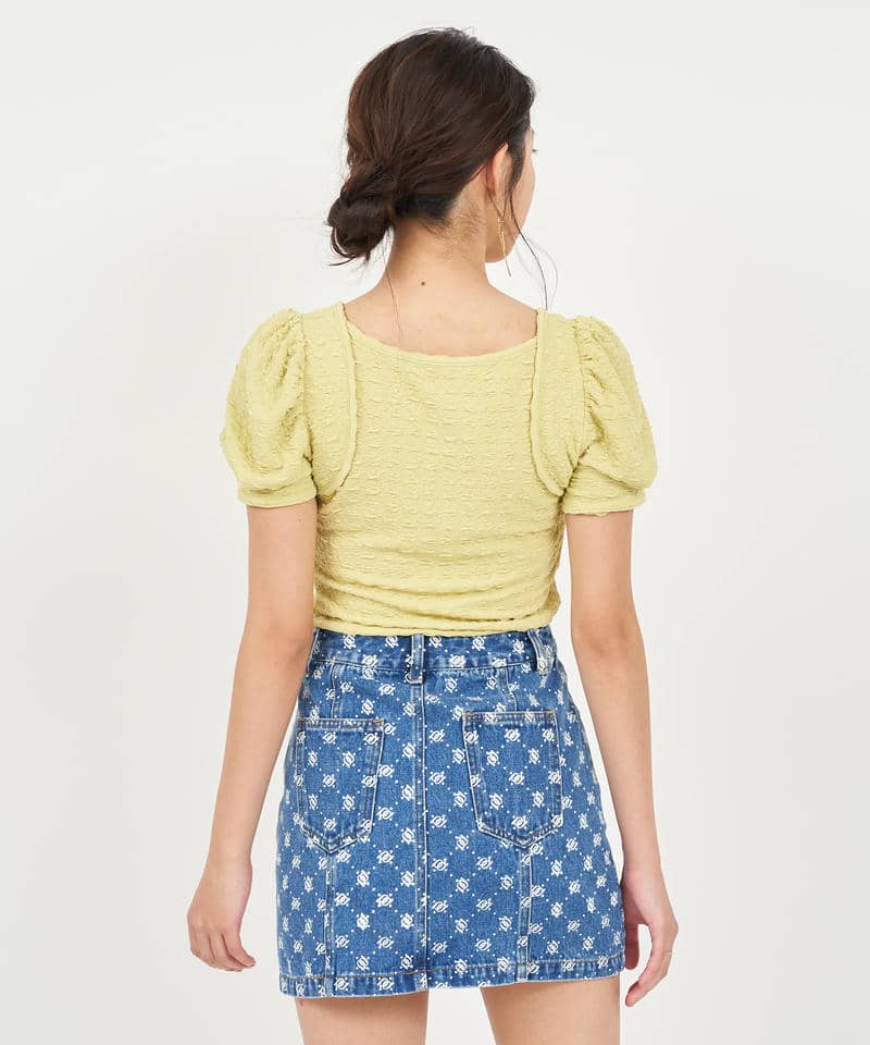 チェーン付パフスリーブカットソー 詳細画像 イエロー 3