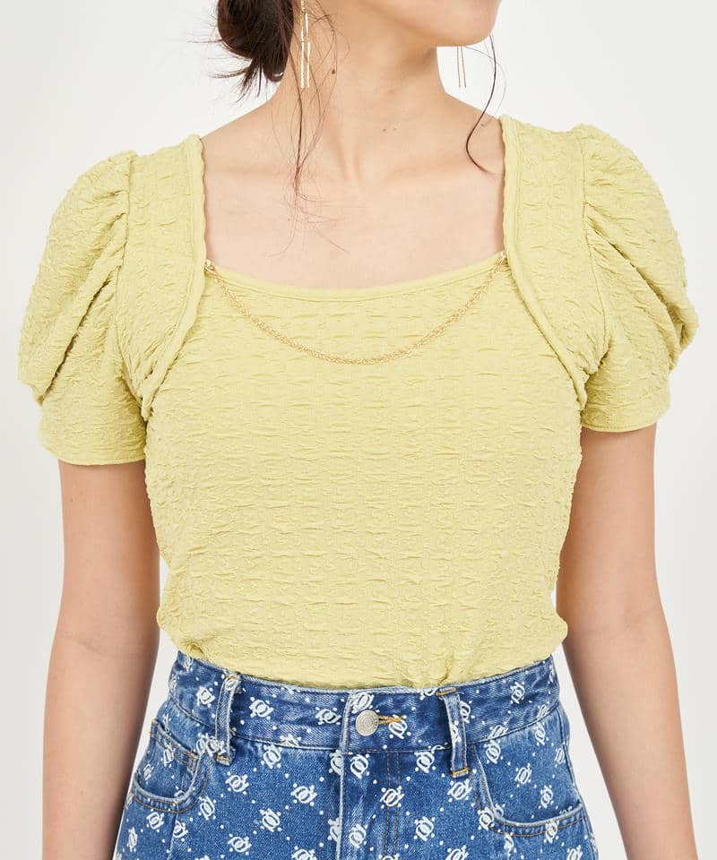 チェーン付パフスリーブカットソー 詳細画像 イエロー 4