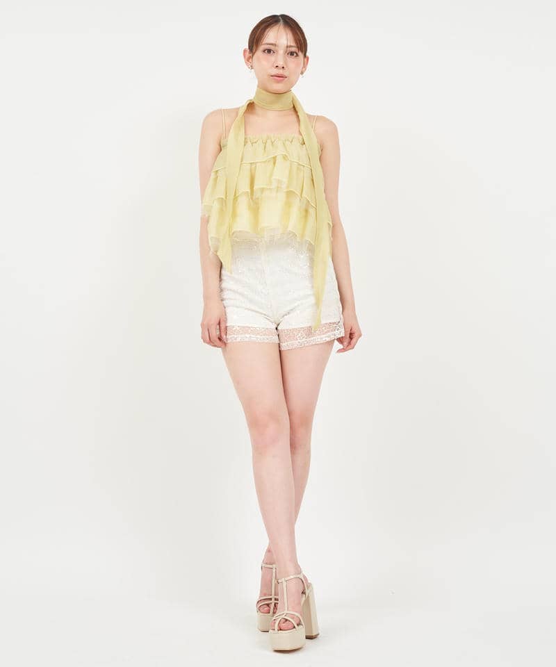 ストール付ティアードフリルキャミトップス 詳細画像 イエロー 2