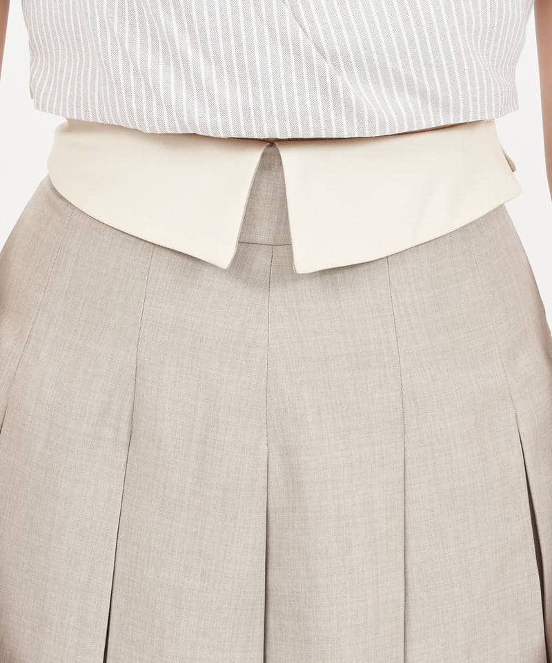 配色折り返しプリーツミニスカート 詳細画像 グレー 4