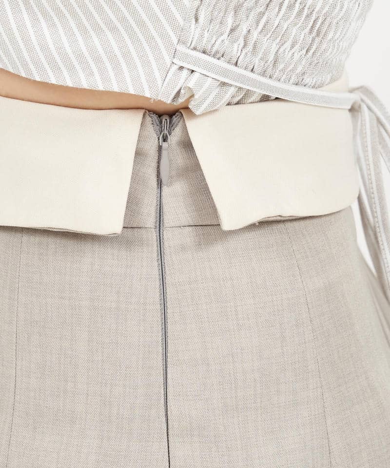 配色折り返しプリーツミニスカート 詳細画像 グレー 5