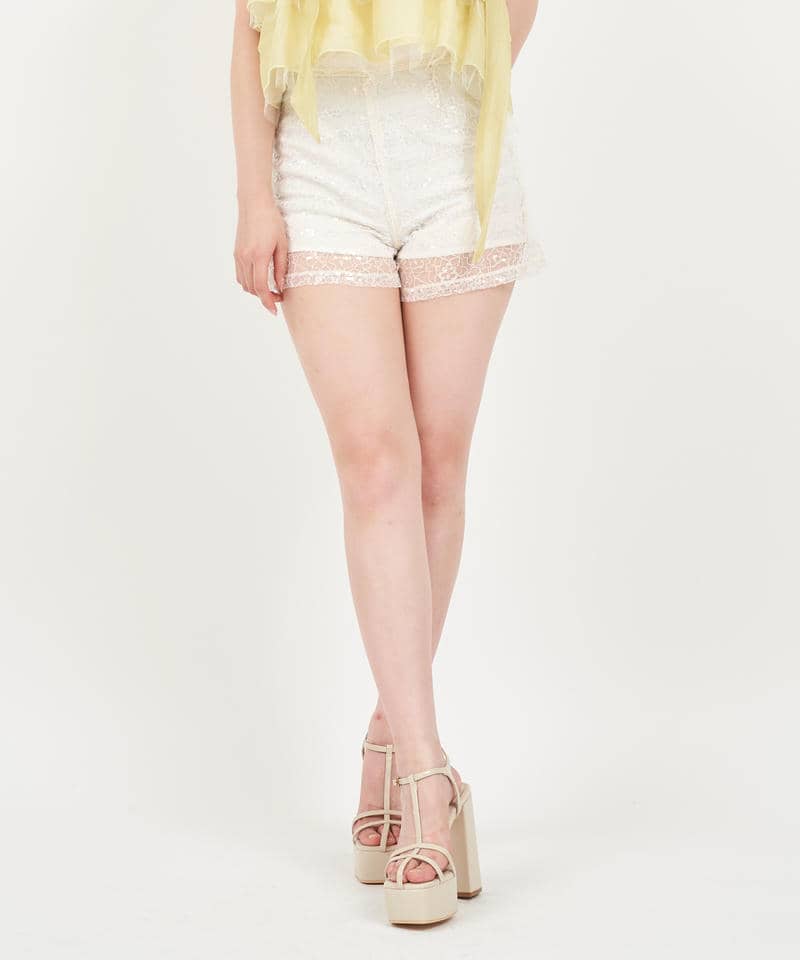 スパンコールレースショートパンツ 詳細画像 オフホワイト 1