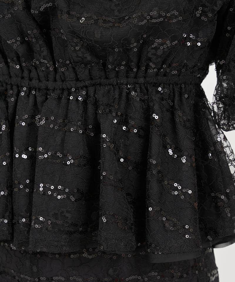 スパンコールレースオフショルトップス 詳細画像 ブラック 6
