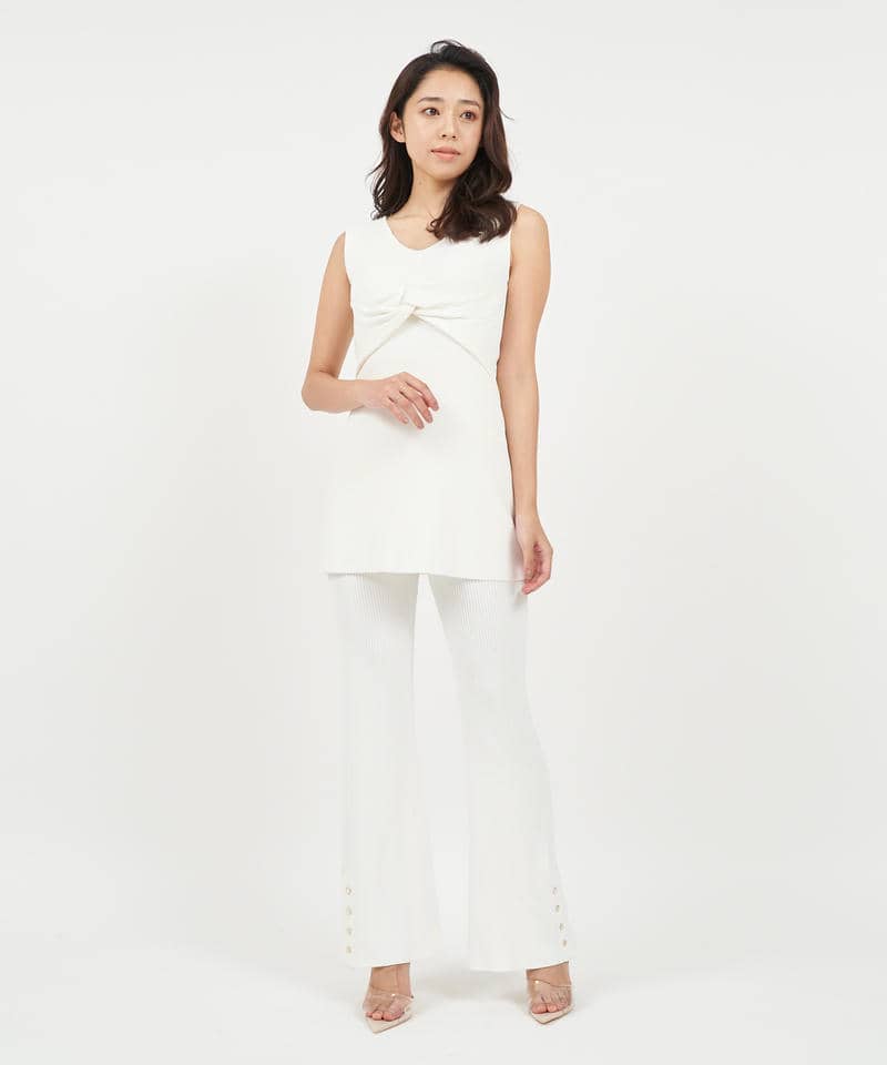 フロントツイストノースリーブニットトップス 詳細画像 オフホワイト 2