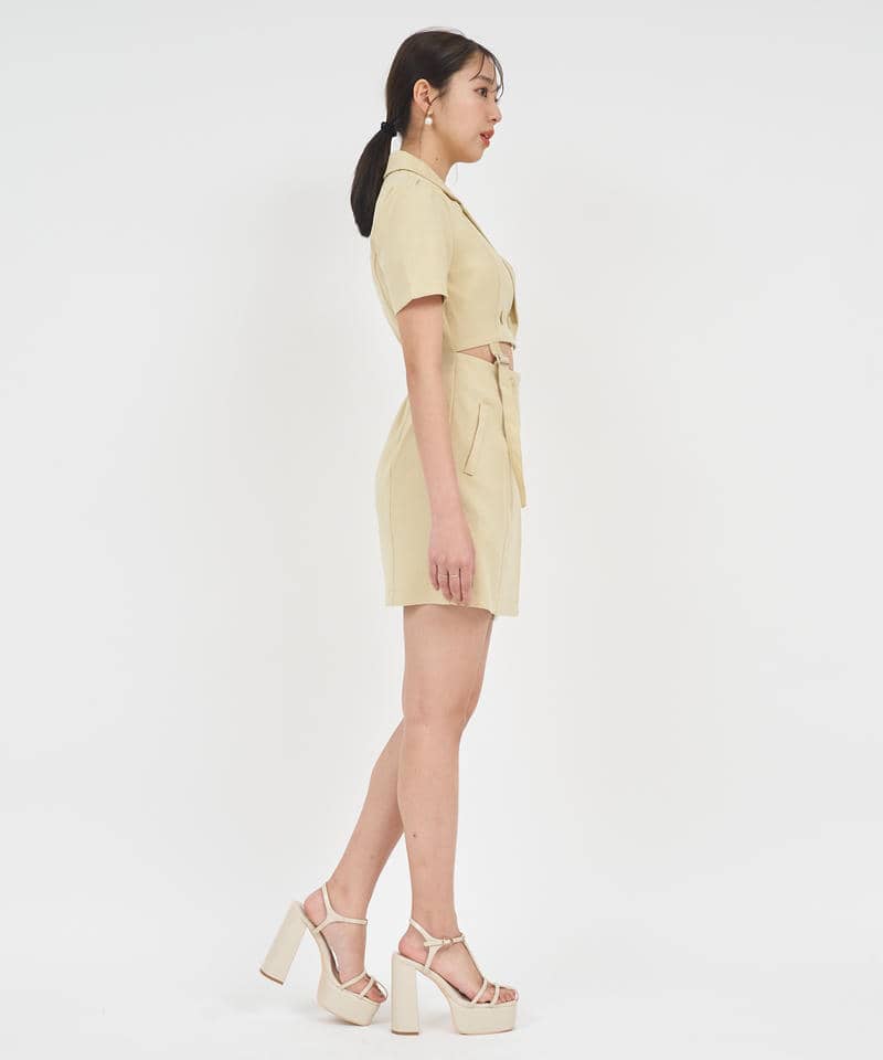 ベルトカットアウトジャケットワンピース 詳細画像 イエロー 2