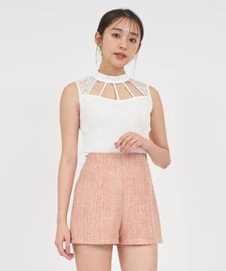 デコルテオープンレーストップス