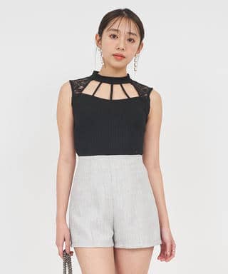 デコルテオープンレーストップス