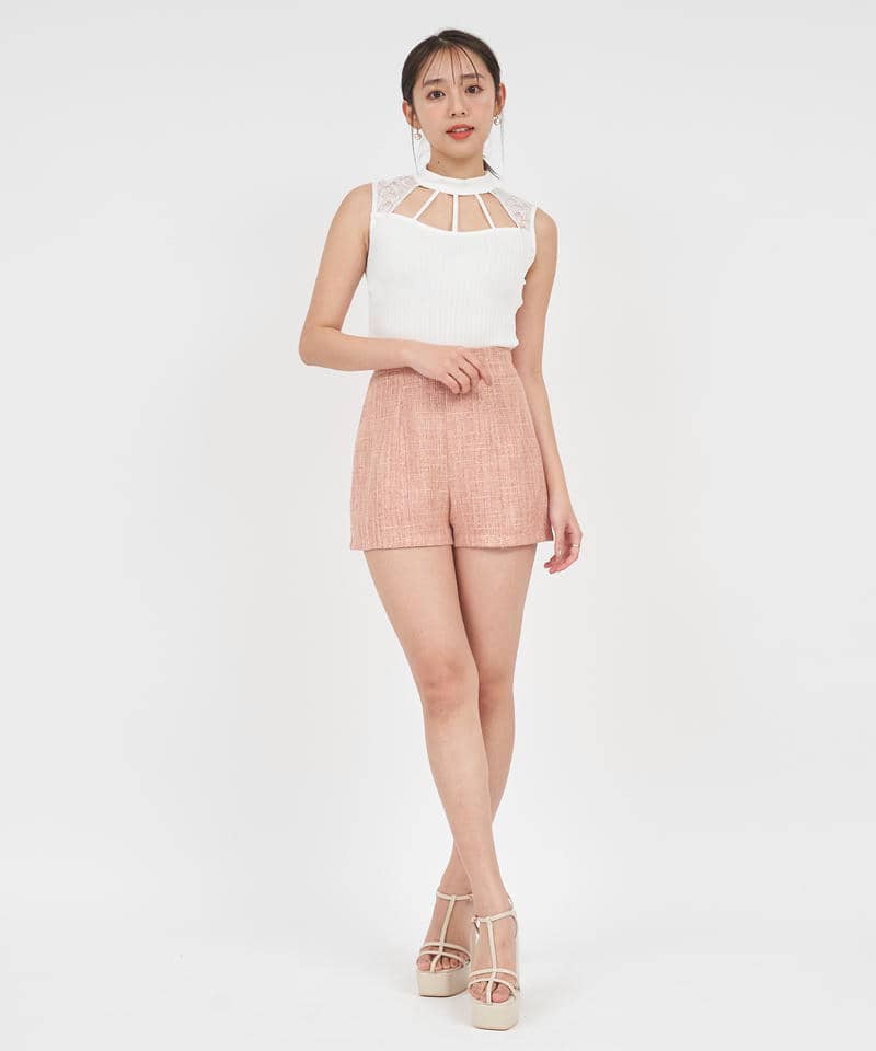 デコルテオープンレーストップス 詳細画像 オフホワイト 2