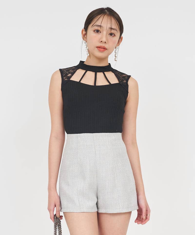 デコルテオープンレーストップス 詳細画像 ブラック 1