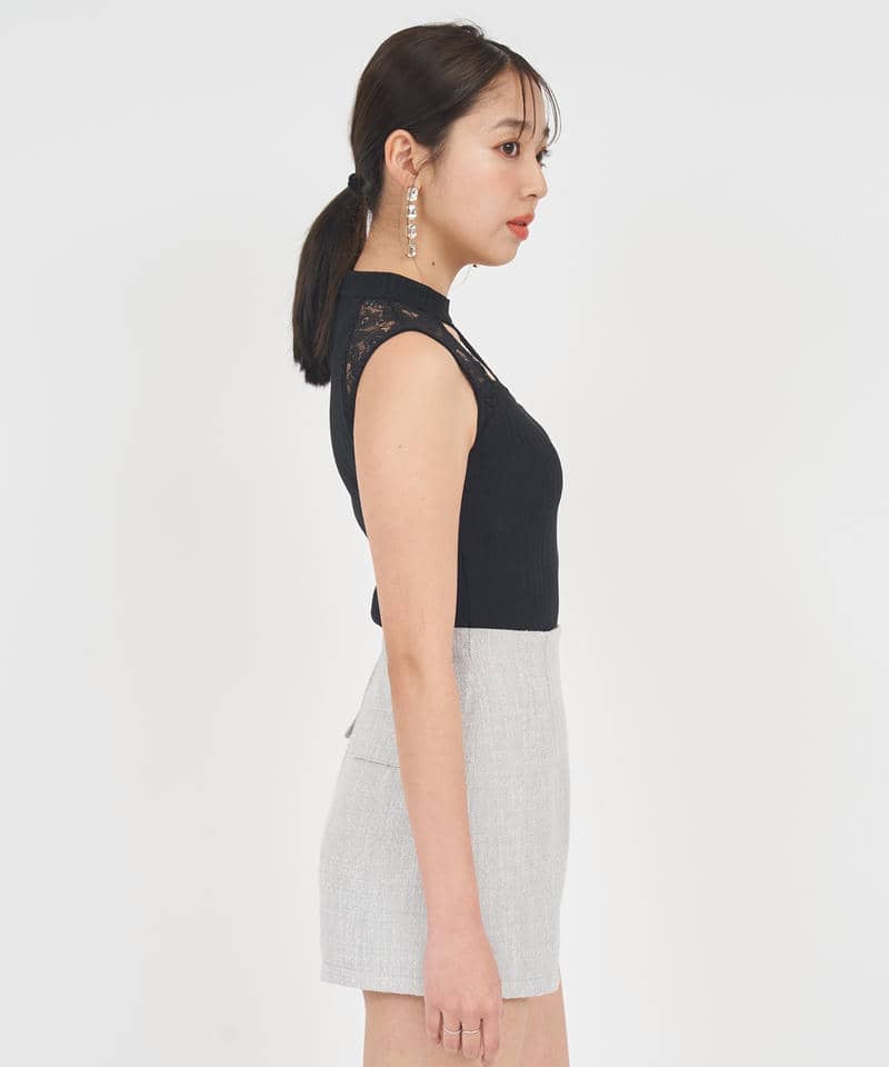 デコルテオープンレーストップス 詳細画像 ブラック 2
