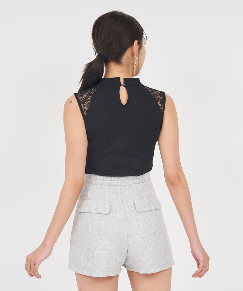 デコルテオープンレーストップス 詳細画像 ブラック 3