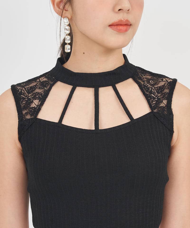デコルテオープンレーストップス 詳細画像 ブラック 4