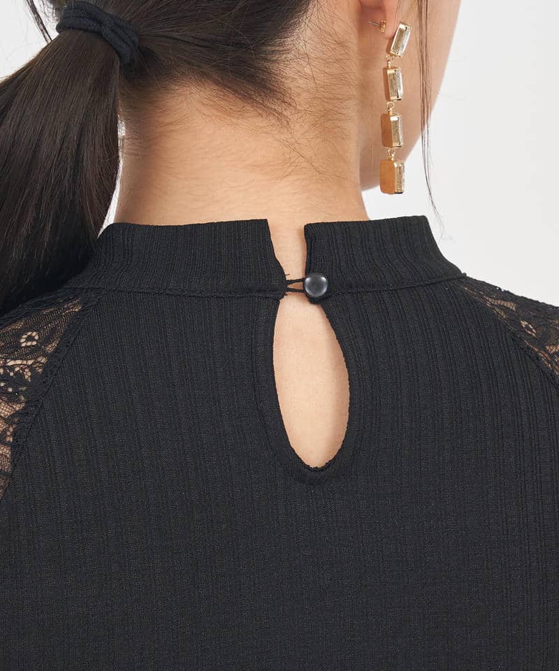 デコルテオープンレーストップス 詳細画像 ブラック 5