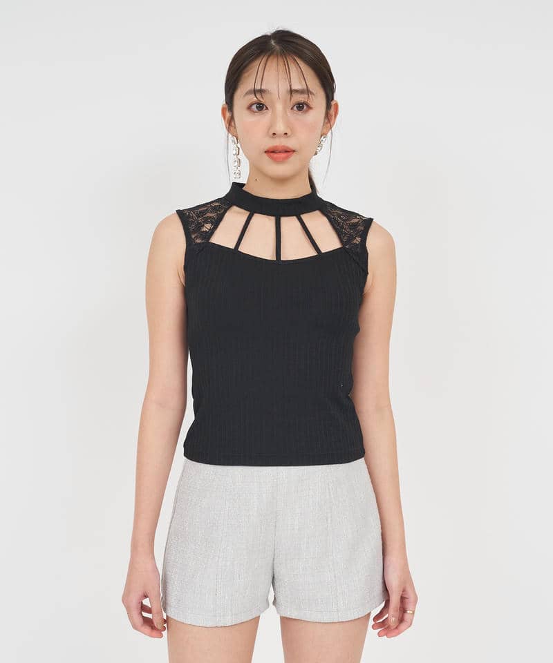 デコルテオープンレーストップス 詳細画像 ブラック 7