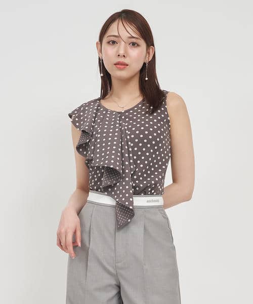 ドットアシメラッフルトップス 詳細画像