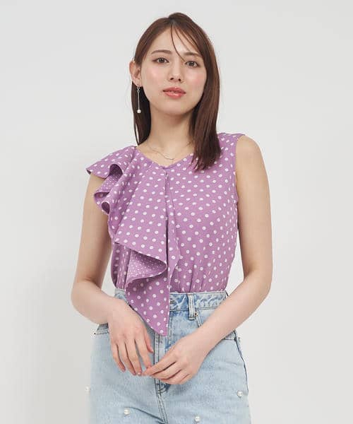 ドットアシメラッフルトップス 詳細画像