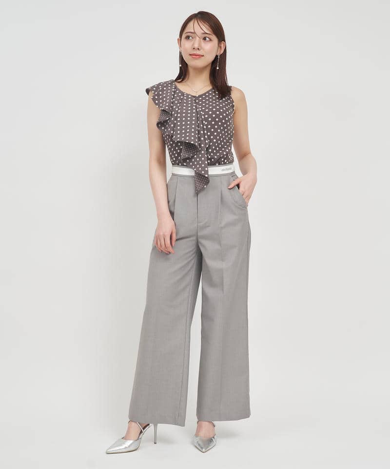 ドットアシメラッフルトップス 詳細画像 ブラウン 2