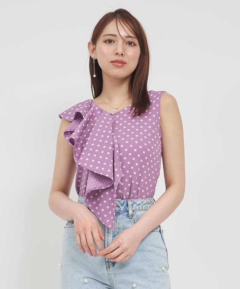 ドットアシメラッフルトップス 詳細画像 パープル 1