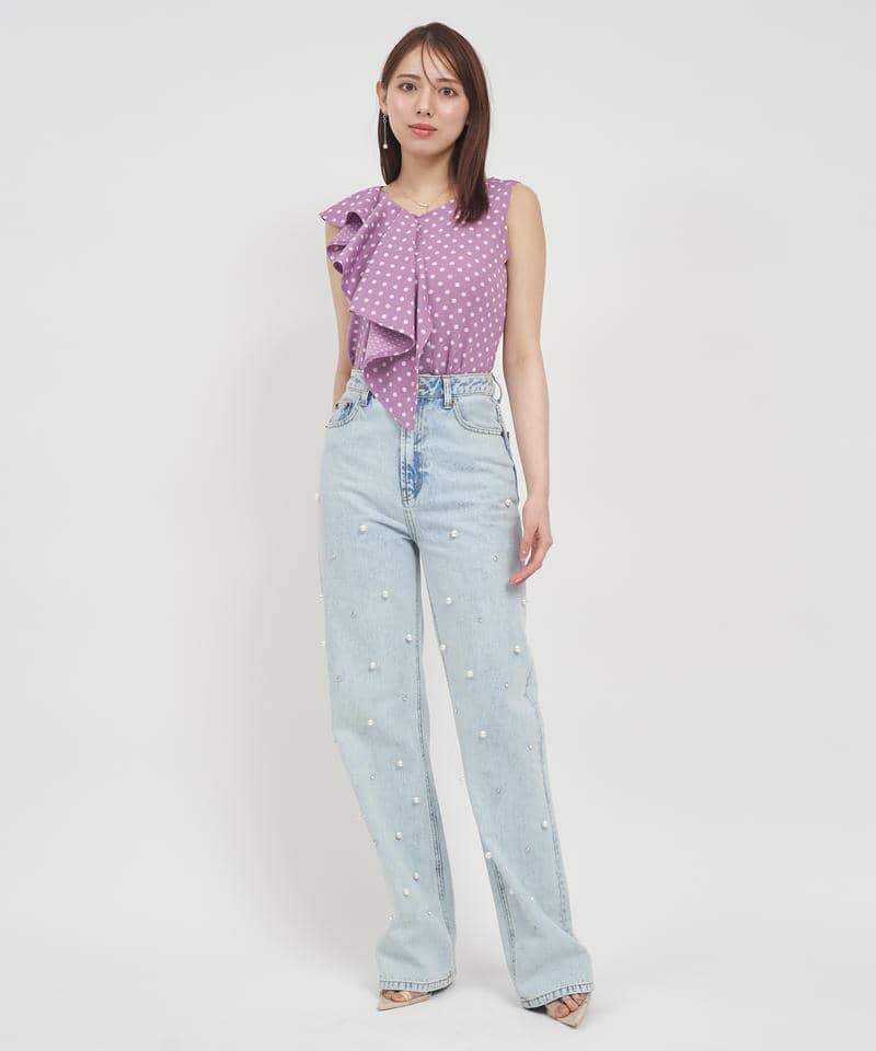 ドットアシメラッフルトップス 詳細画像 パープル 2