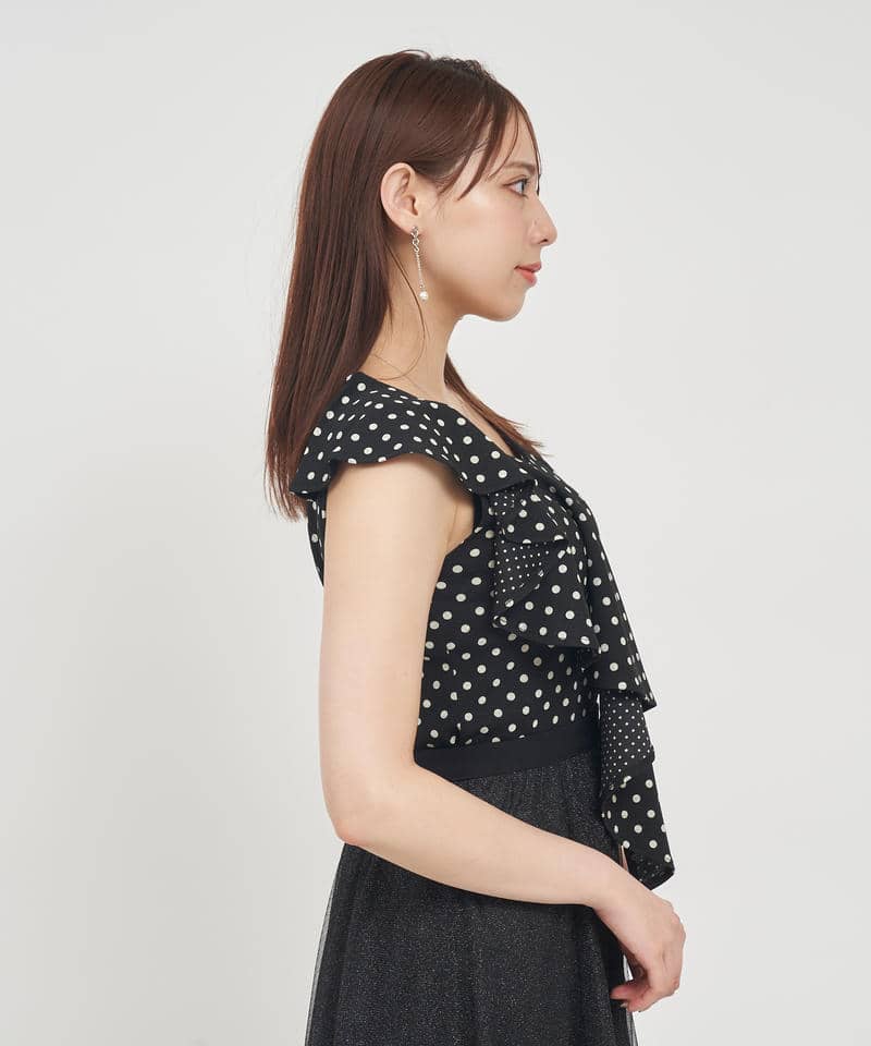 ドットアシメラッフルトップス 詳細画像 ブラック 2