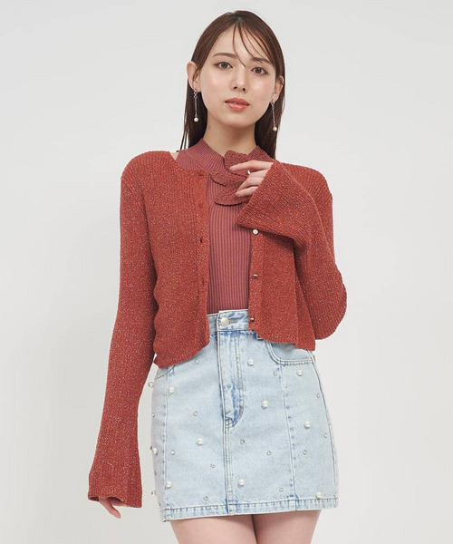 ラメニットコンパクトカーディガン 詳細画像