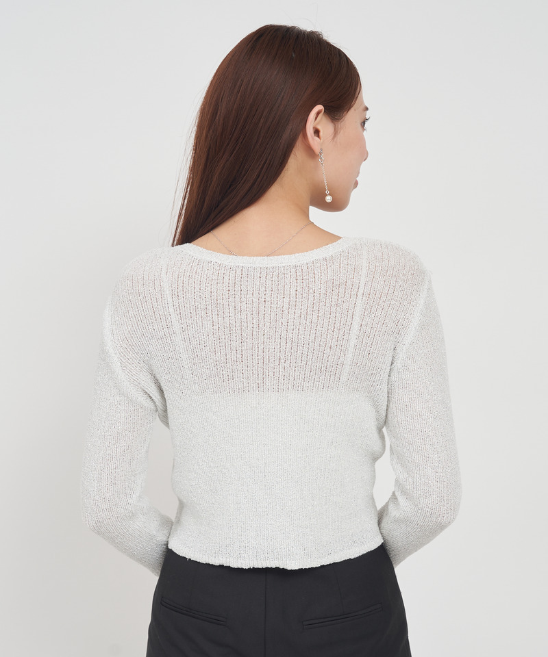 ラメニットコンパクトカーディガン 詳細画像 オレンジ 4