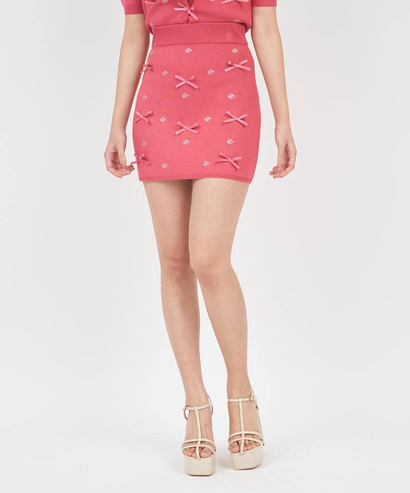 ビジューエンブレムリボンミニスカート 詳細画像 ピンク 1
