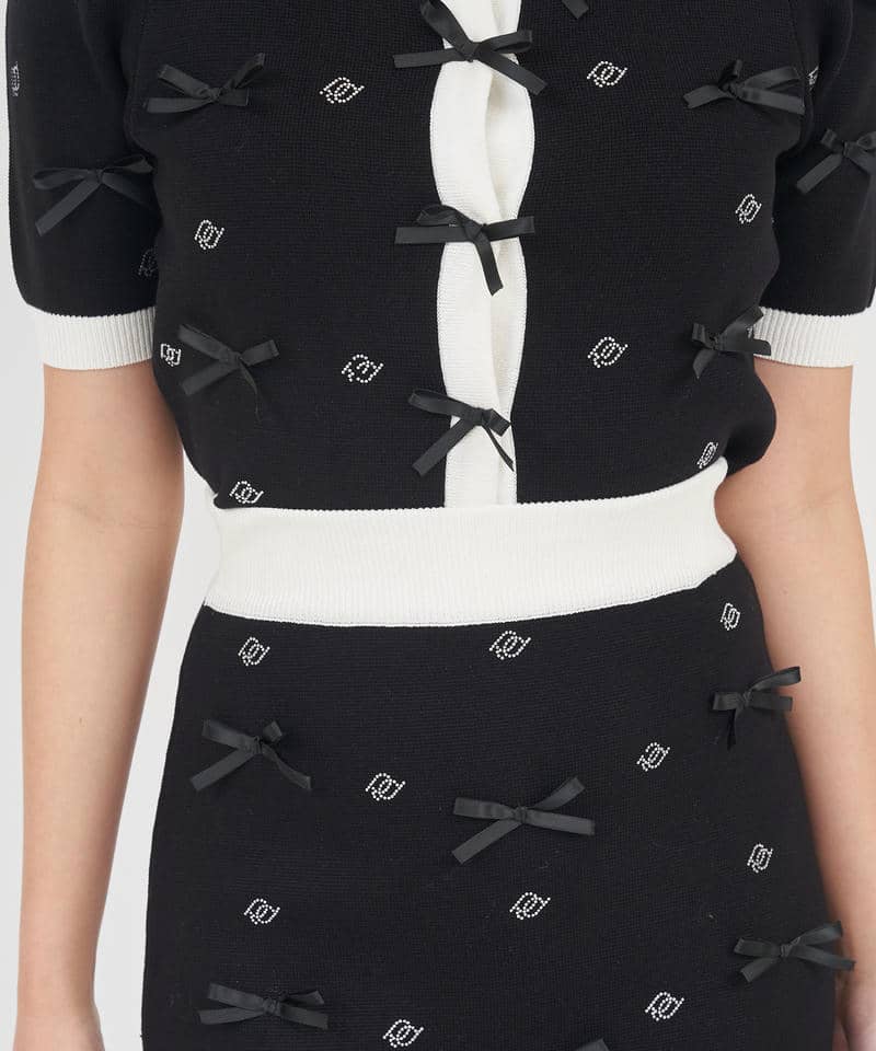 ビジューエンブレムリボンミニスカート 詳細画像 ブラック 4