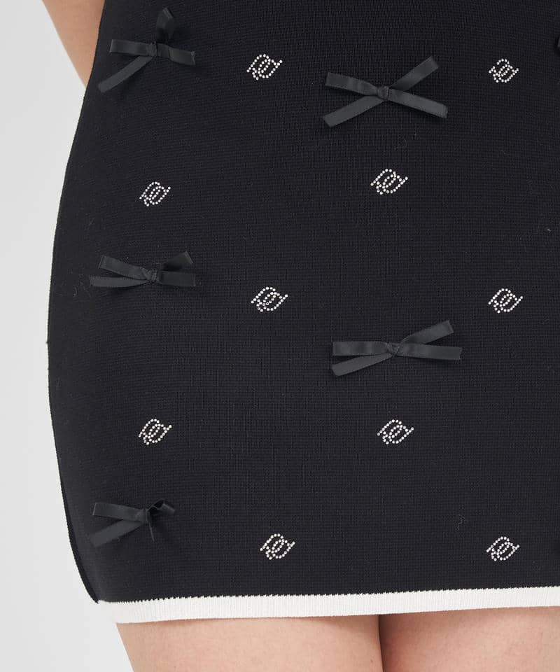 ビジューエンブレムリボンミニスカート 詳細画像 ブラック 5