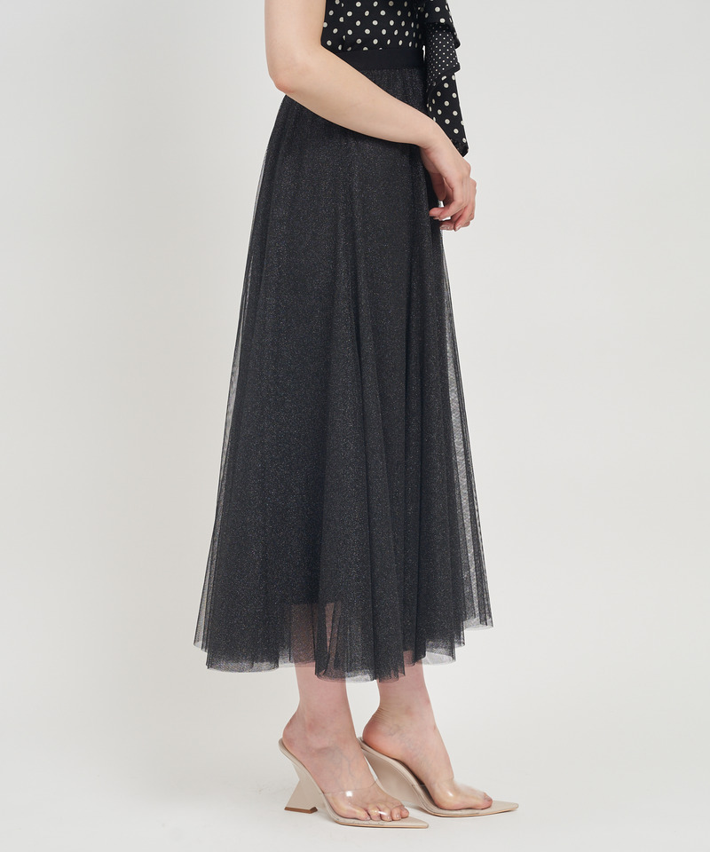 ラメチュールフレアスカート 詳細画像 ベージュ 3