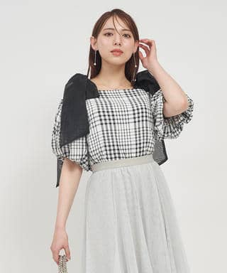 ショルダーリボンオフショルブラウス