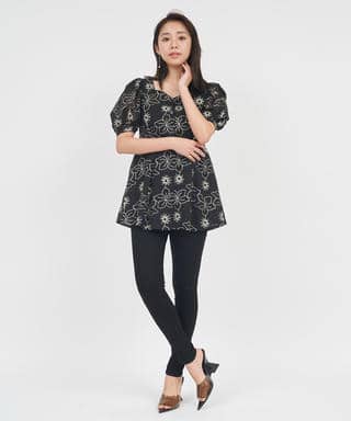 花柄ラメ刺繍チュニック