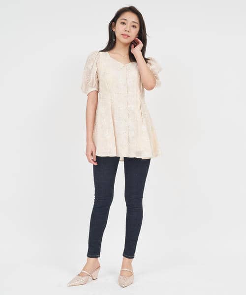 花柄ラメ刺繍チュニック 詳細画像