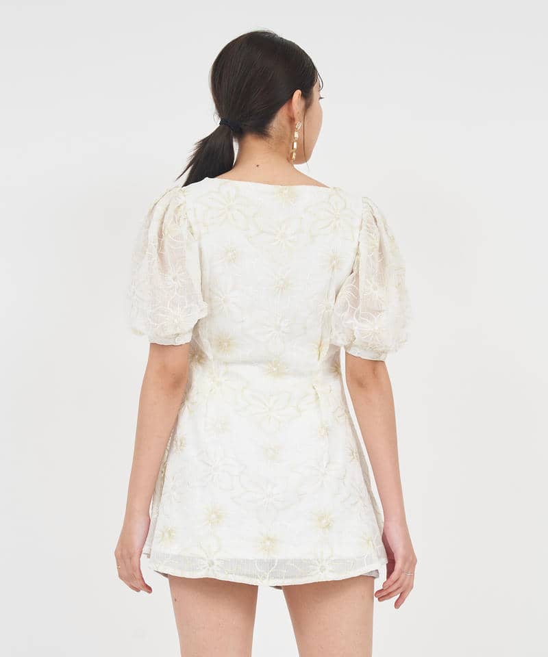 花柄ラメ刺繍チュニック 詳細画像 オフホワイト 3