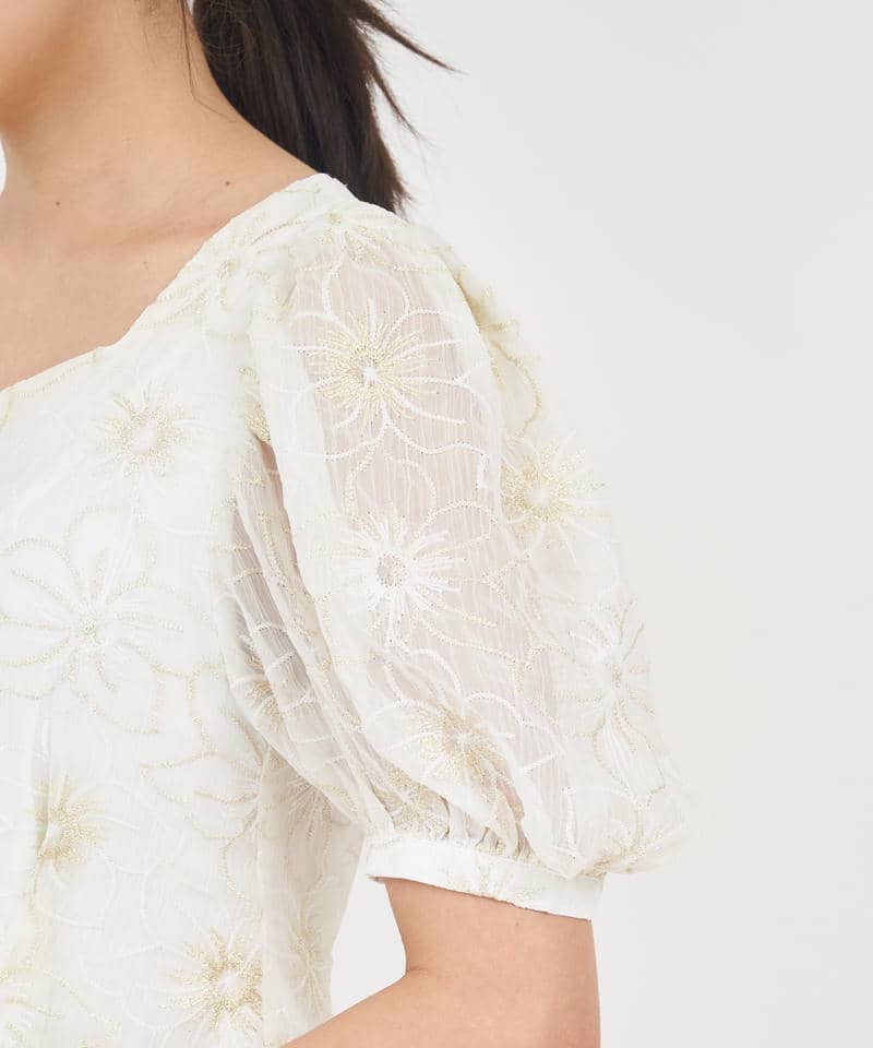 花柄ラメ刺繍チュニック 詳細画像 オフホワイト 5
