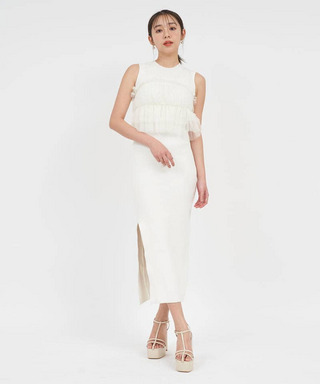 チュールビスチェレイヤードタイトワンピース