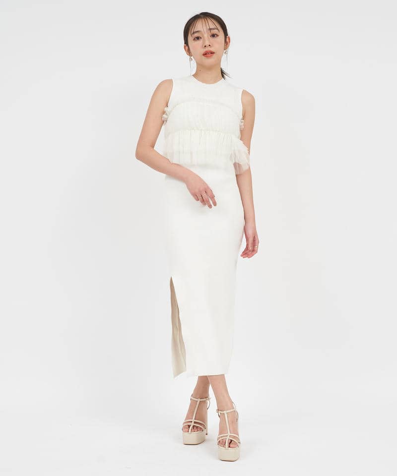 チュールビスチェレイヤードタイトワンピース 詳細画像 オフホワイト 1