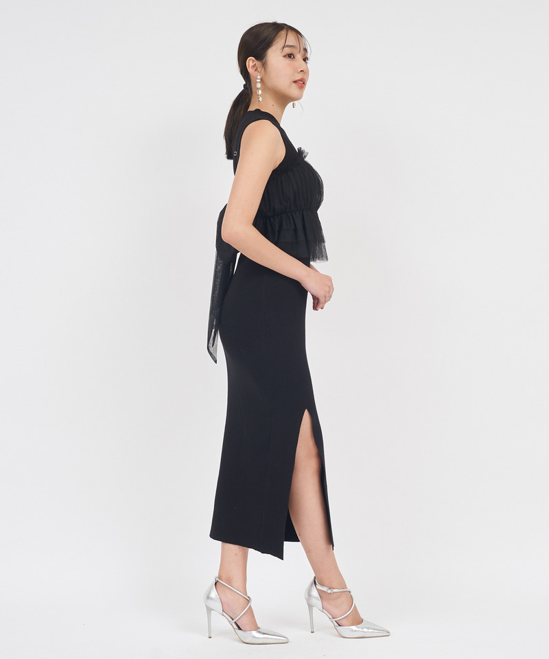 チュールビスチェレイヤードタイトワンピース 詳細画像 オフホワイト 2