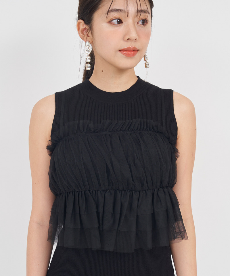 チュールビスチェレイヤードタイトワンピース 詳細画像 オフホワイト 4