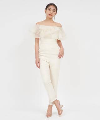 ティアードラッフルテーパードオールインワン